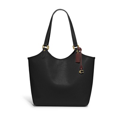 COACH Polished Pebbled Leather Day Tote - Black/Brass