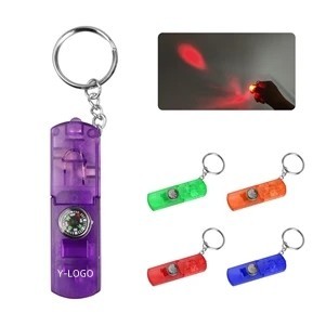 Compass Keychain with Whistle & LED Light