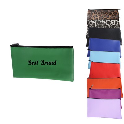 Zippered PU Leather Storage Pouch