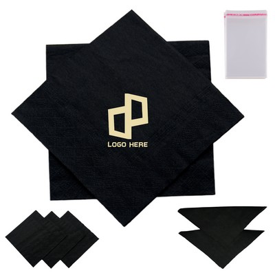 13*13 Inch Wave Pattern Gold-Foiled Black Napkin