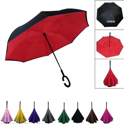 Inverted Reverse Umbrella With C-Shaped Handle