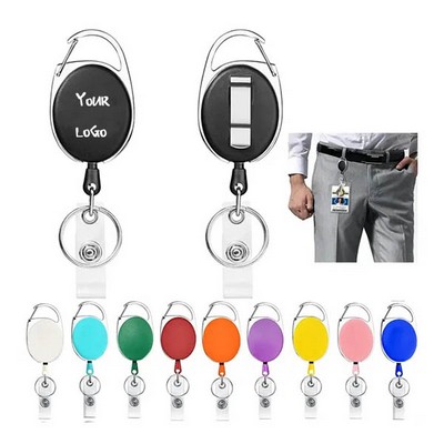 Retractable Badge Reels with Carabiner Belt Clip and Key Ring