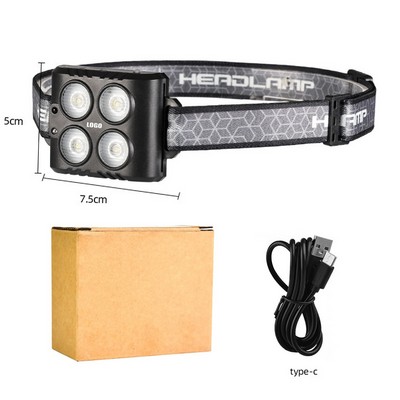 Rechargeable Head Flashlight Lamp LED with White Light