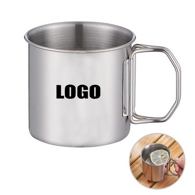 Versatile 540ml Foldable Handle Stainless Steel Cup