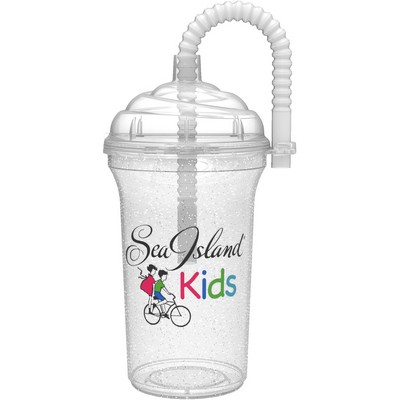 12 Oz. Kids Sporty Cup w/Dome Lid & Straw