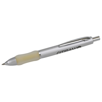 Satin Pearl Ballpoint Retractable Click Pen w/Rubber Grip