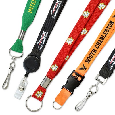 3/4" Custom Silkscreen Flat-Ribbed Polyester Lanyards