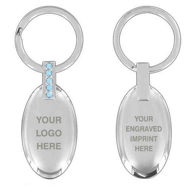 Sparkling Oval Keychain Embellished with quality Crystals (Overseas Production)