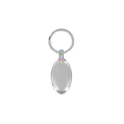 Sparkling Oval Keychain Embellished with quality Crystals (Overseas Production)