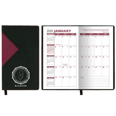 Keystone Series Soft Cover 2 Tone Vinyl Monthly Planner / 2 Color