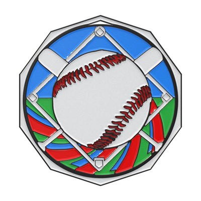 Baseball Decagon Colored Medallion (2")