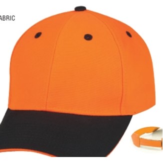 6 Panel Flame Orange cap w/Black Bill and Flame Orange Sandwich