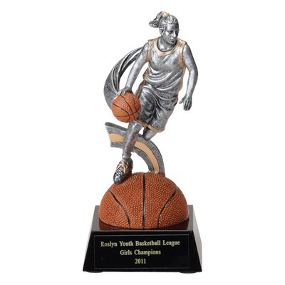 7" Basketball Trophy w/Female Figure