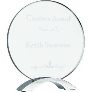 Round Cosmic Acrylic Award w/Aluminum Base 8 1/2"H