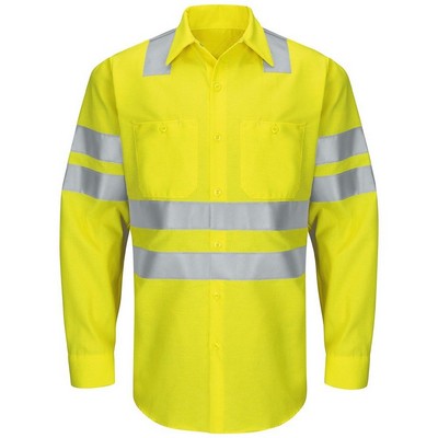 Red Kap® Long Sleeve Hi-Visibility Type R Class 3 Work Shirt