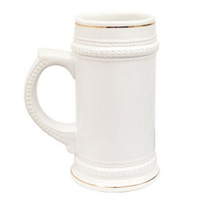 22 oz. Beer Stein - White/Gold