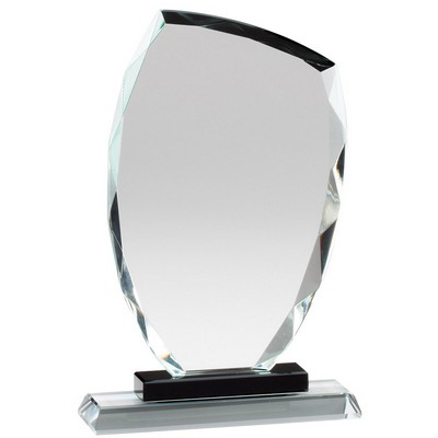 Large Slant Top Crystal Award w/Black Riser