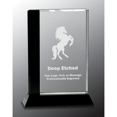 6 1/2" x 9" Black Edge Crystal on Black Base Crystal Award