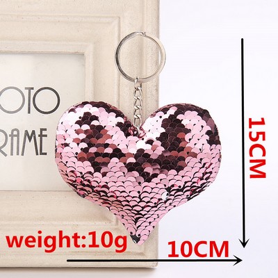 Heart Shaped Reversible Sequins Keychain