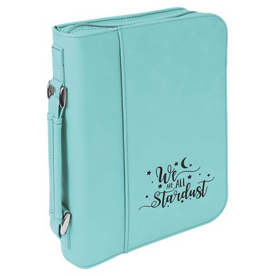 Teal Leatherette 7-1/2" x 10-3/4" Book/Bible Cover with Handle & Zipper