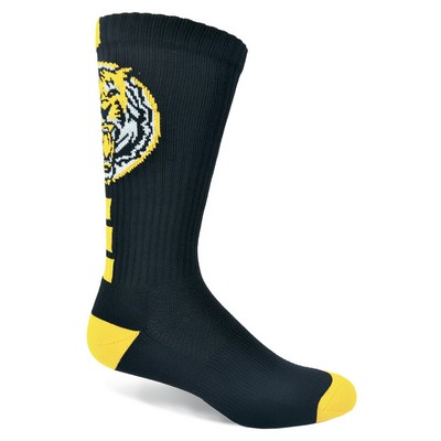 Import Athletic Moisture Wicking Crew Sock w/Knit-In Logo