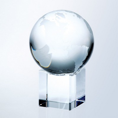 World Globe w/Cube Base Optic Crystal Award - Large