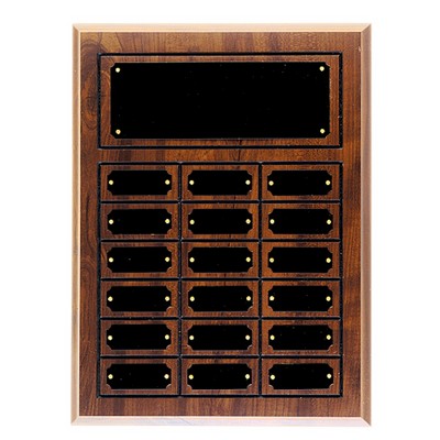 Cherry Finish Completed Perpetual Plaque with 18 plates (11 3/4" x 15 3/4")