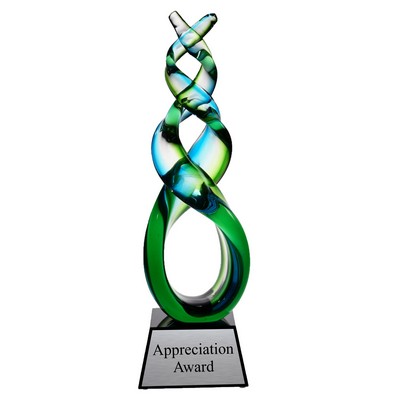 Green Double Helix Art Glass 11.75"