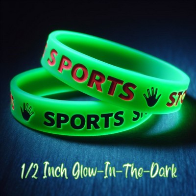 Glow in the Dark Silicone Wristband - 1/2" band