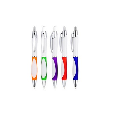 Curved Barrel Ballpoint Pen with window Grip