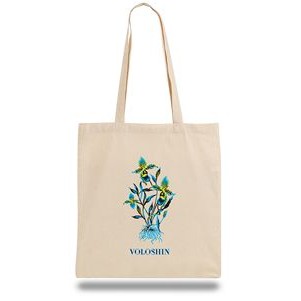 Natural Canvas Convention Tote Bag with Shoulder Strap - Full Color Transfer (15"x16")