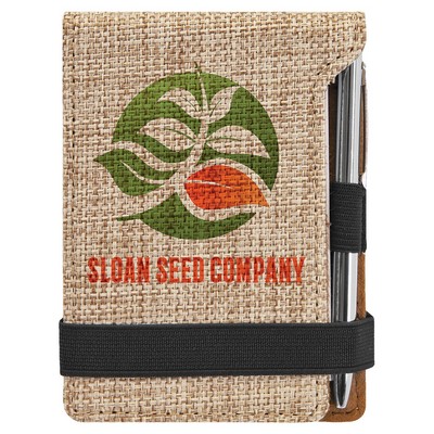 3.25" x 4.75" Sublimatable Burlap Mini Notepad with Pen