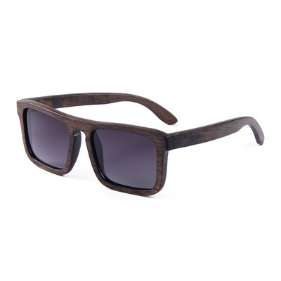 Coffee Bamboo Sunglasses - Gradient Purple Polarized Lenses - Coffee Bamboo Wood Frames