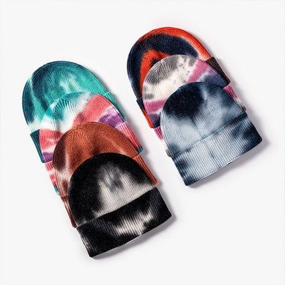 Tie Dye Beanie Soft Winter Knit Hat