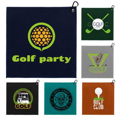 Full Color Waffle Texture Golf Towel Print Front & Back