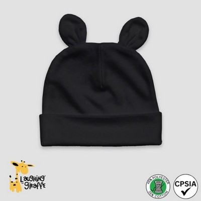 Baby Bear Ears Beanie Hats Black 65% Polyester 35% Cotton- Laughing Giraffe®