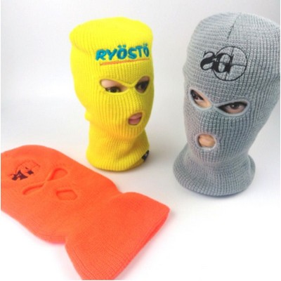 3 Hole Knitted Balaclava Face Cover for Outdoor Sports