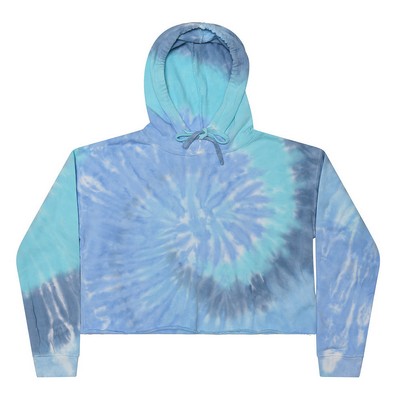 Tie Dye Rainbow Pullover Fleece Crop Hoodie - Women's