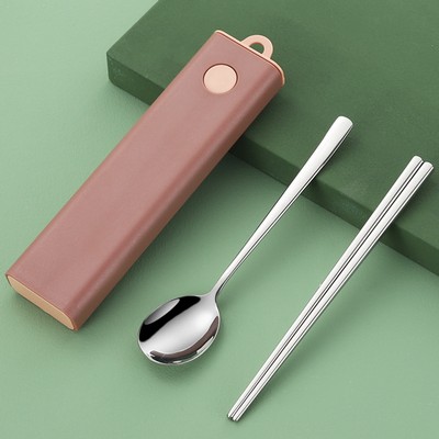 2 Pcs Stainless Steel Travel Utensils Set with Case