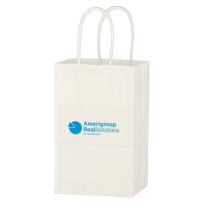 Kraft Paper White Shopping Bag - 5-1/4" X 8-1/4"