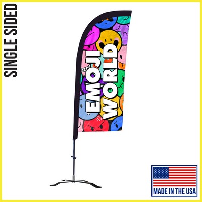 7ft Single Sided Premium Straight Flag with Black X Base - Made in the USA