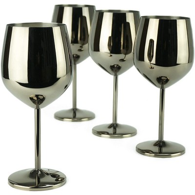 17 oz Black Stainless Steel Stemmed Wine Glass