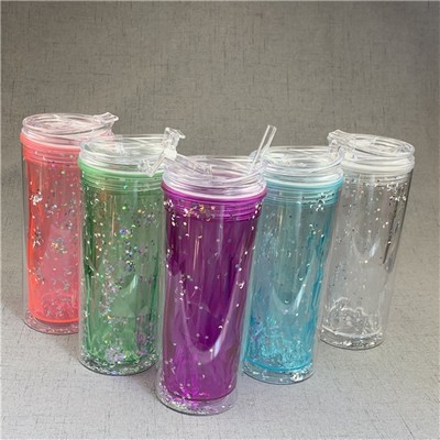 17 Oz. Plastic Double Wall Glitter Tumbler