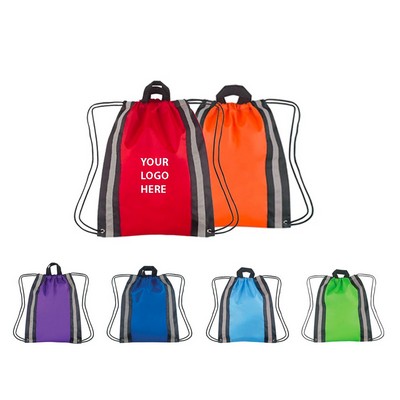 Cinch Bags with Reflective Stripes