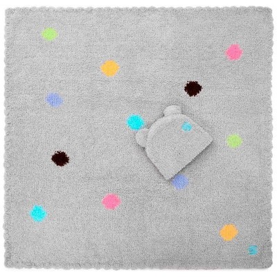 Baby Blanket - Polka Dot w/ Bear Cap - Chenilla Classic™ - Stone - 30*30