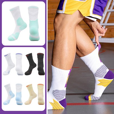 Basketball Socks Mid-calf Length Stretch Crew Cushioned Socks