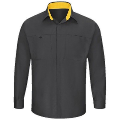 Red Kap® Long Sleeve Performance Plus Shop Shirt w/OilBlok Technology - Charcoal Gray/Yellow