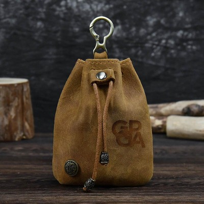 Chesterfield Leather Drawstring Pouch