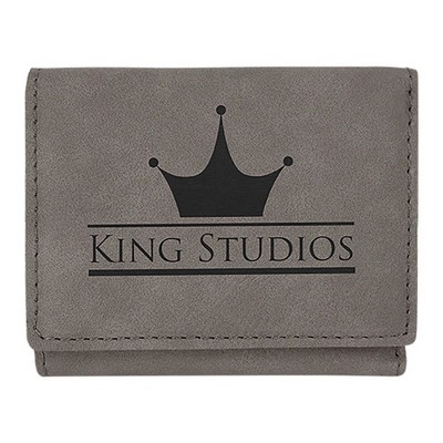 3" x 4" Gray Leatherette Trifold Wallet