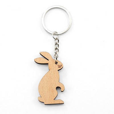 Rabbit Shape Wooden Keychain